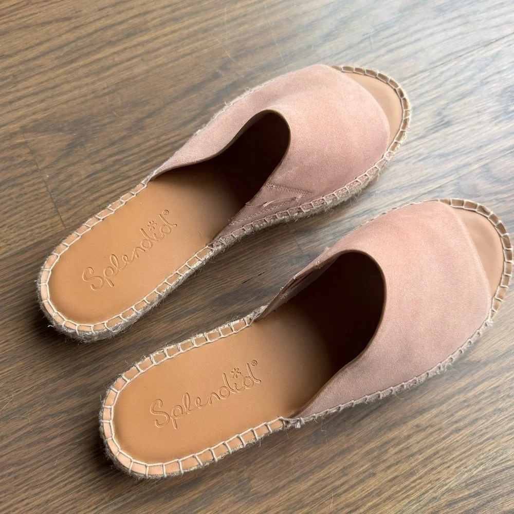 SPLENDID Beige Cushioned  Maia Round Toe Slip On Leather Espadrille Shoes 8